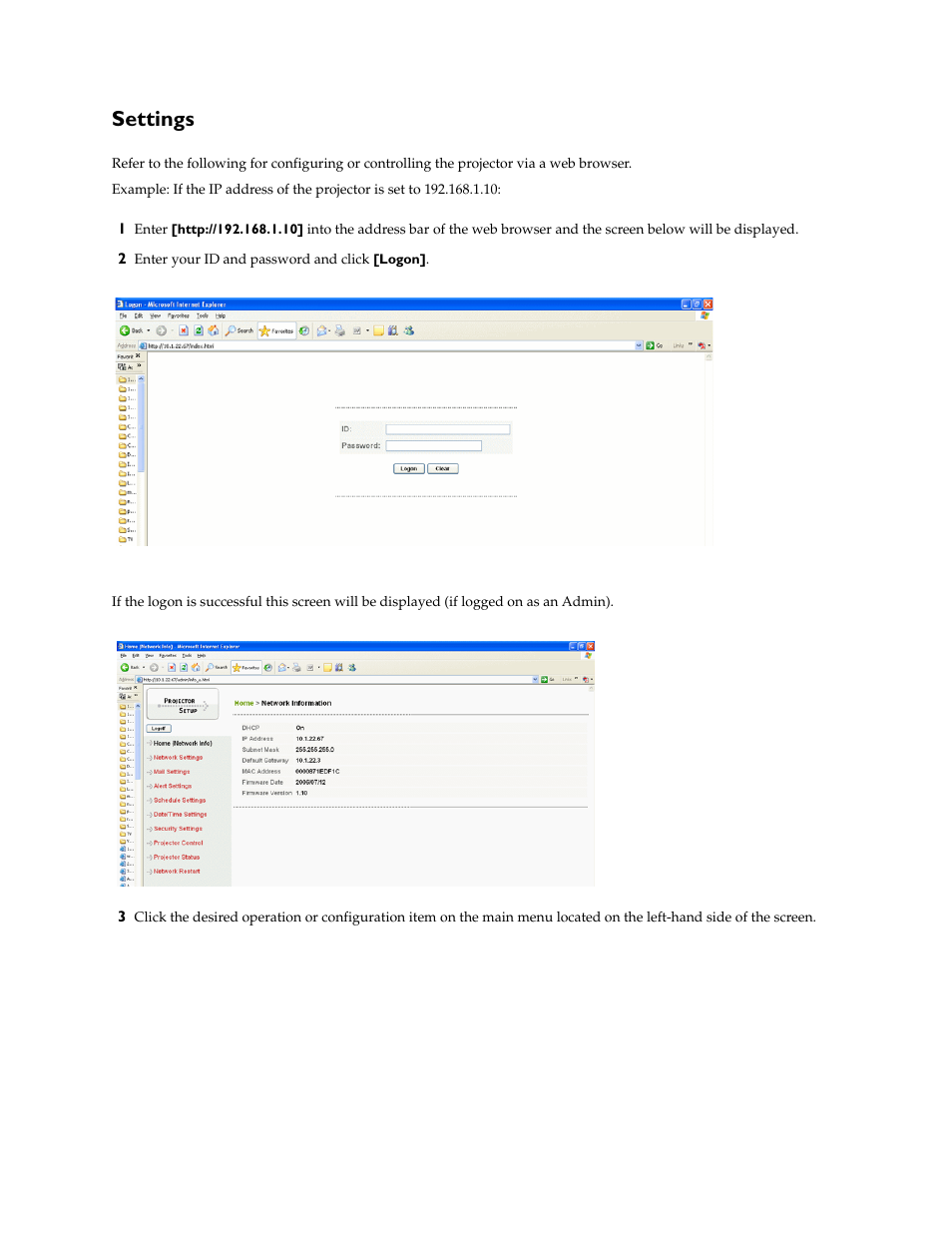Settings | InFocus IN5100 User Manual | Page 5 / 18