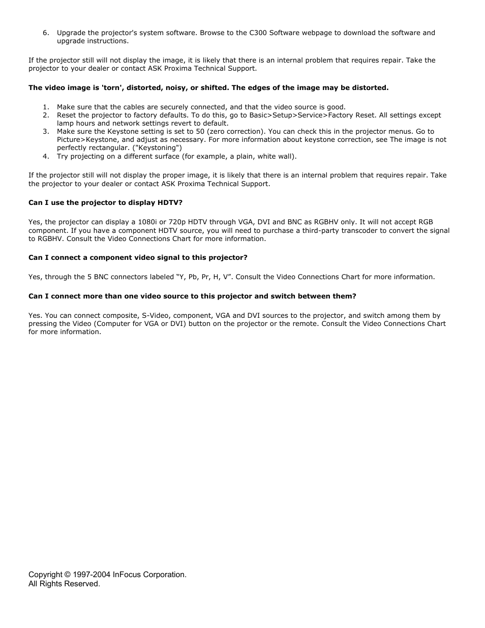 InFocus C300HB User Manual | Page 4 / 4