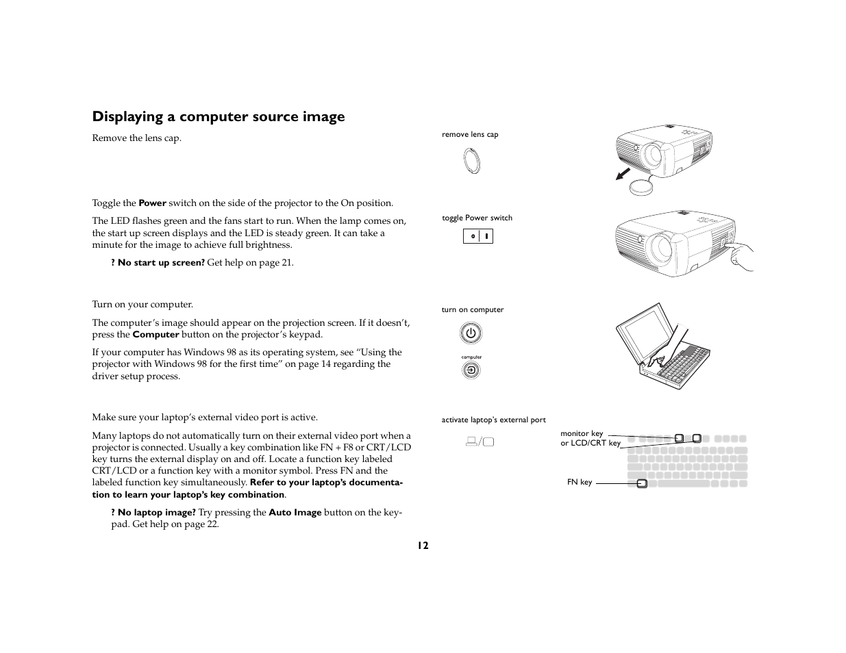Displaying a computer source image | InFocus X1a User Manual | Page 12 / 50
