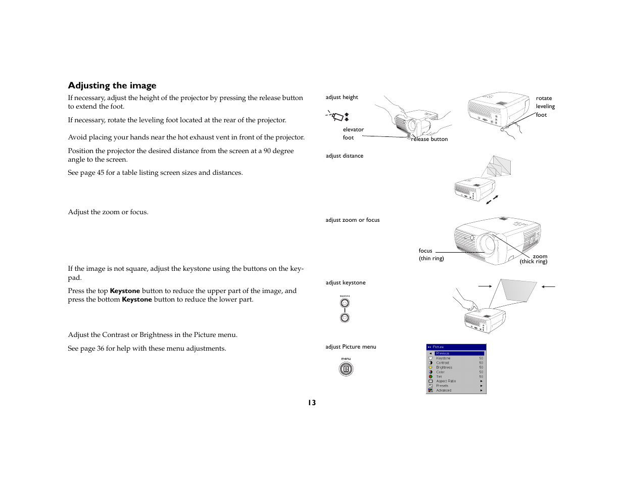 Adjusting the image | InFocus X1a User Manual | Page 13 / 50