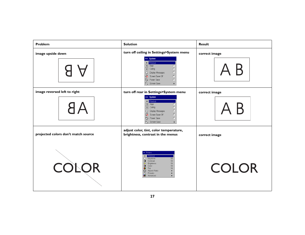 Color | InFocus X1a User Manual | Page 27 / 50