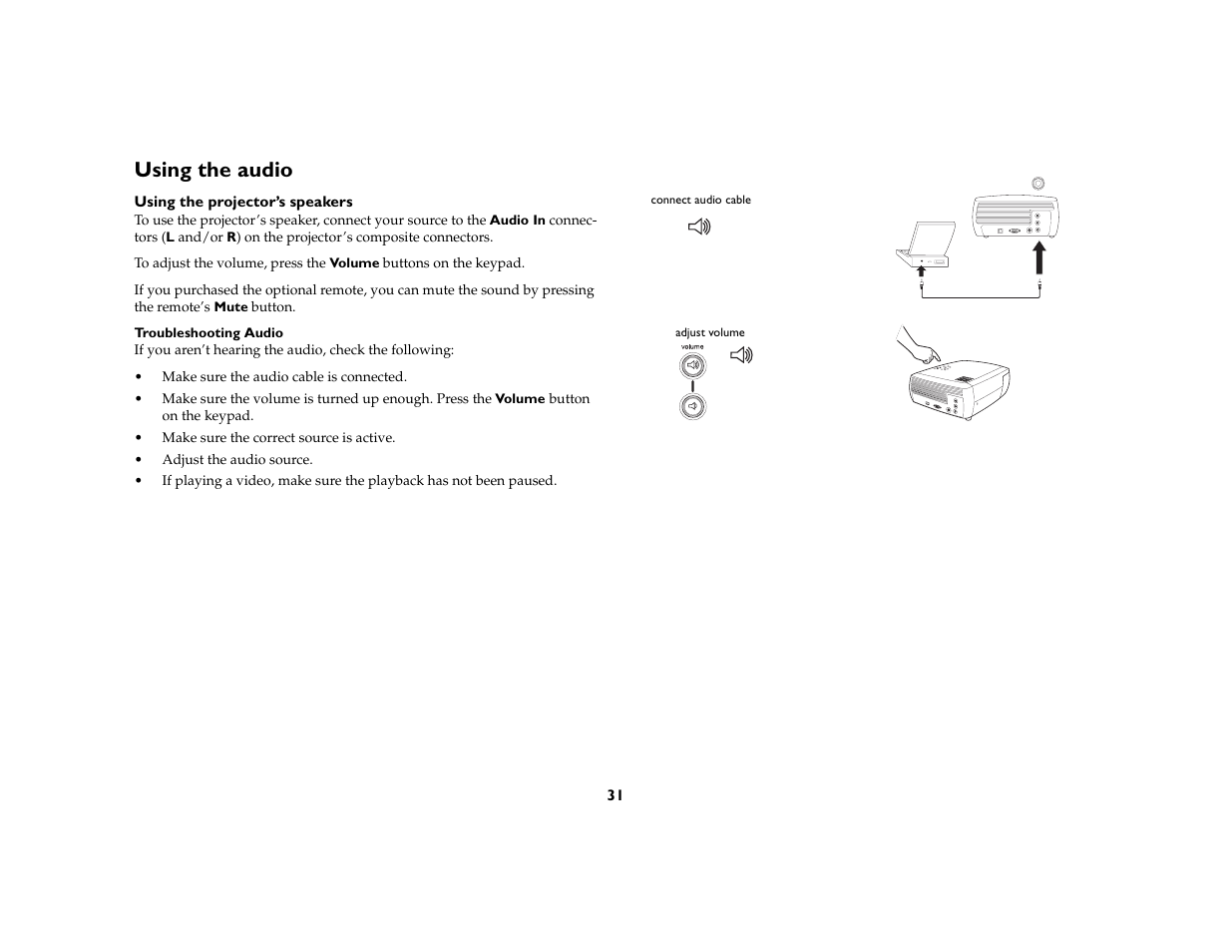 Using the audio | InFocus X1a User Manual | Page 31 / 50