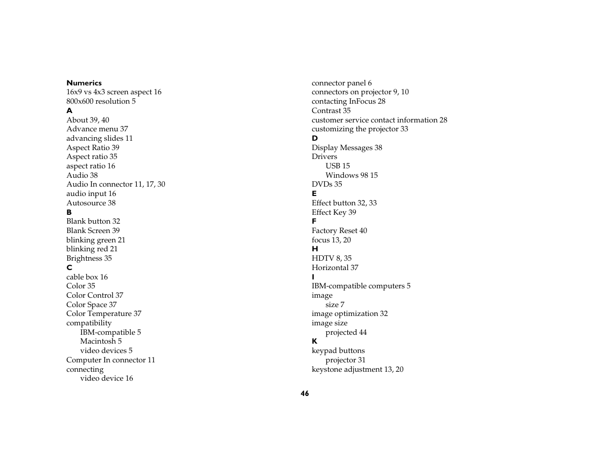InFocus X1a User Manual | Page 46 / 50