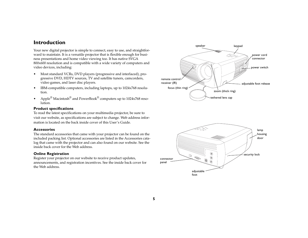 Introduction | InFocus X1a User Manual | Page 5 / 50