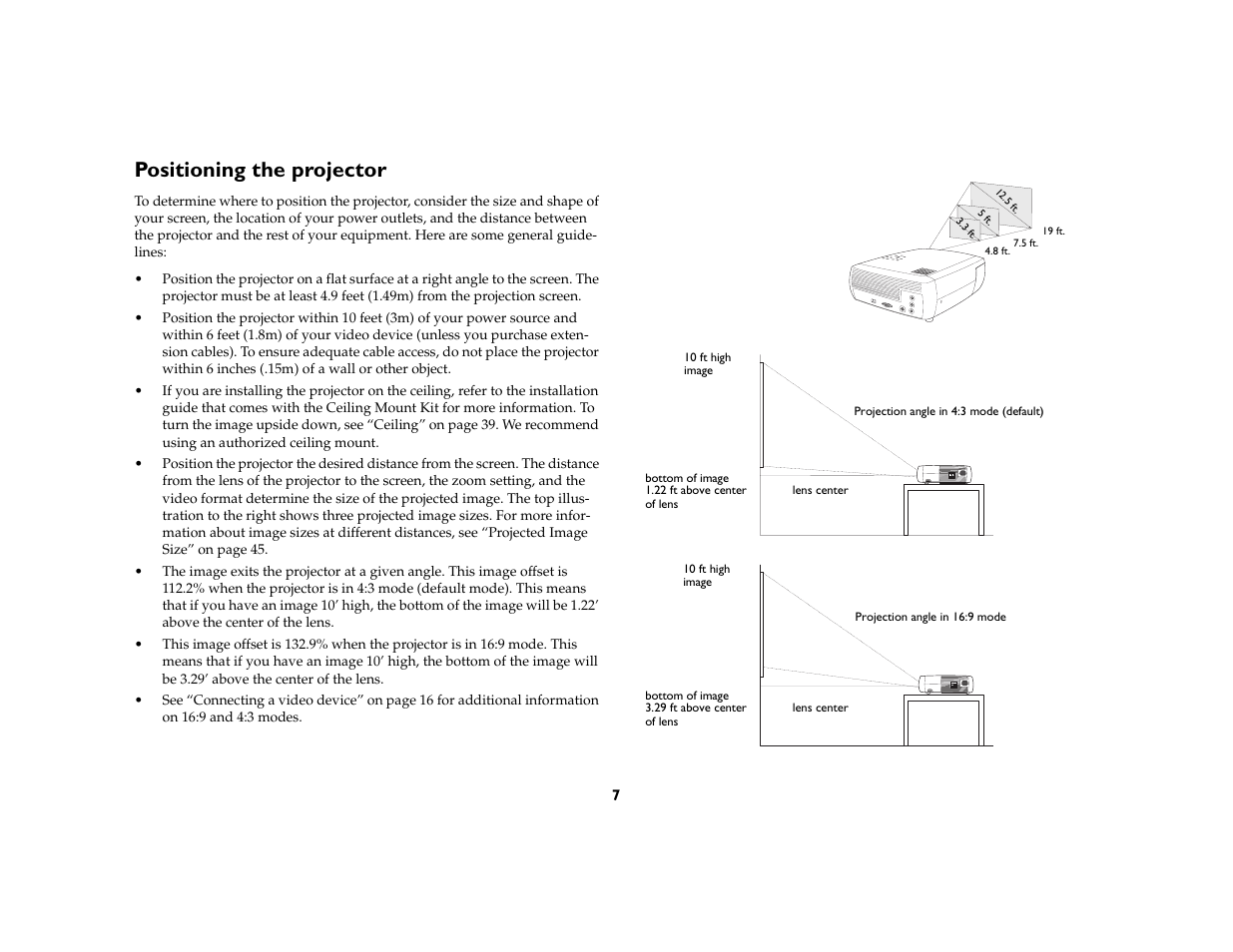 Positioning the projector | InFocus X1a User Manual | Page 7 / 50