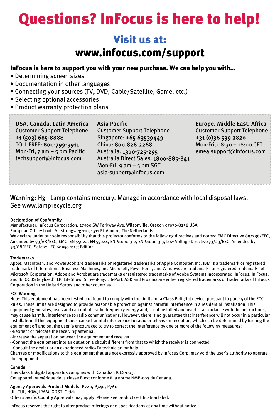 Questions? infocus is here to help | InFocus IN70 User Manual | Page 8 / 8