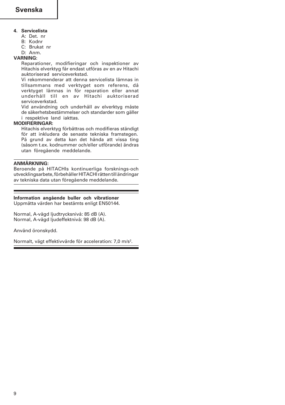 Svenska | InFocus CJ120VA User Manual | Page 10 / 34
