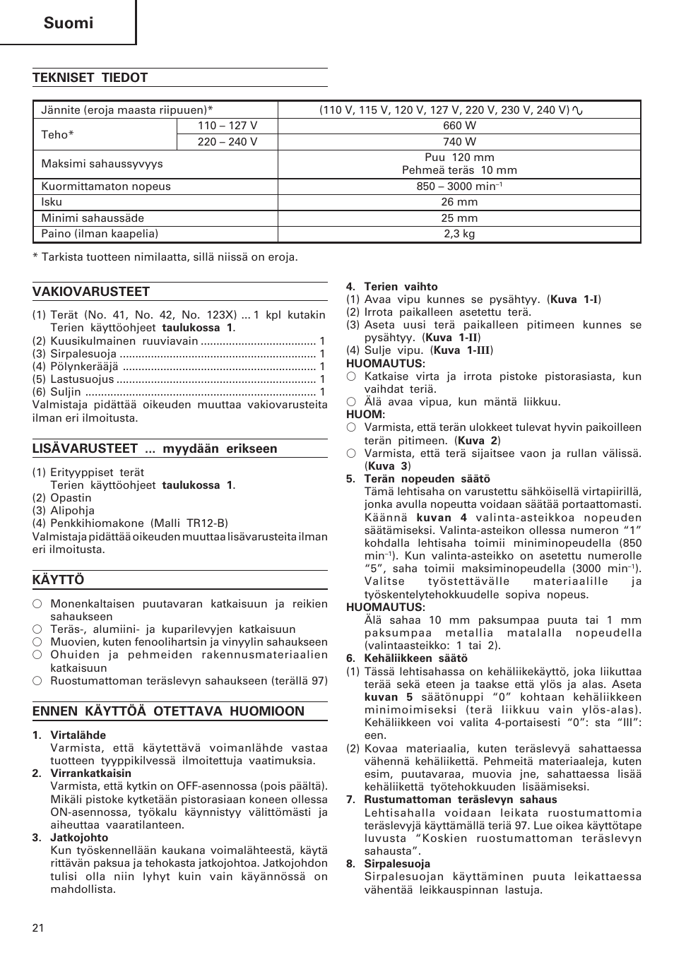 Suomi | InFocus CJ120VA User Manual | Page 22 / 34