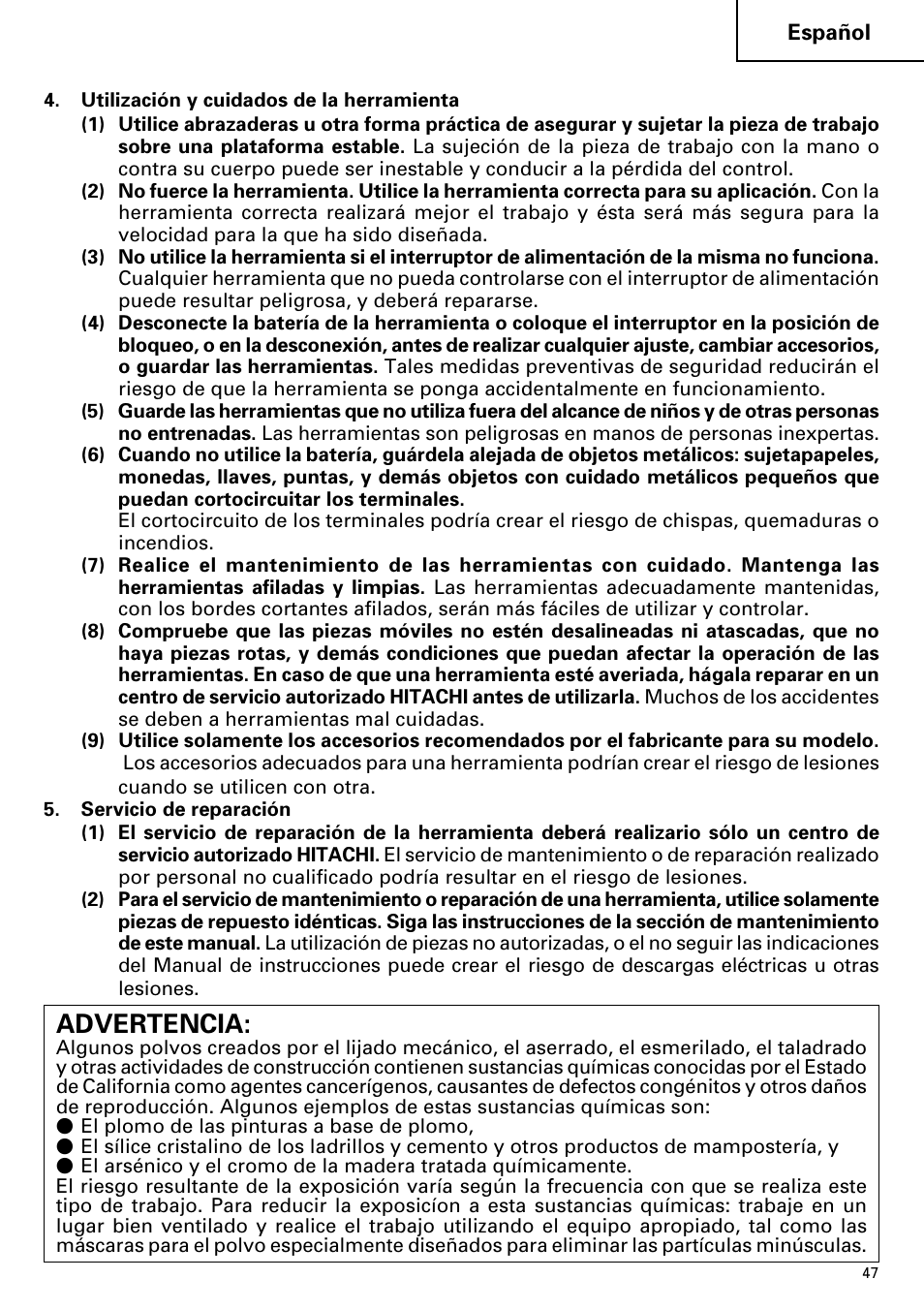 Advertencia | InFocus DS 14DVF User Manual | Page 47 / 68