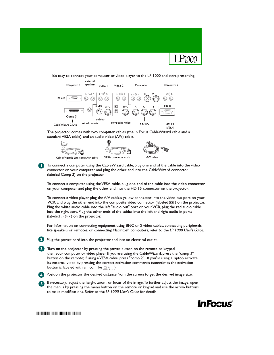 InFocus LP 1000 User Manual | 2 pages