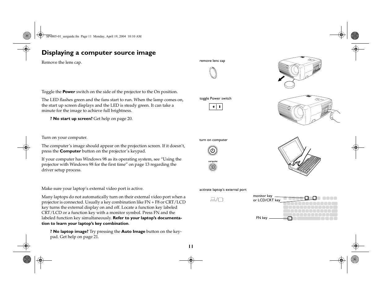 Displaying a computer source image | InFocus 4805 User Manual | Page 12 / 50