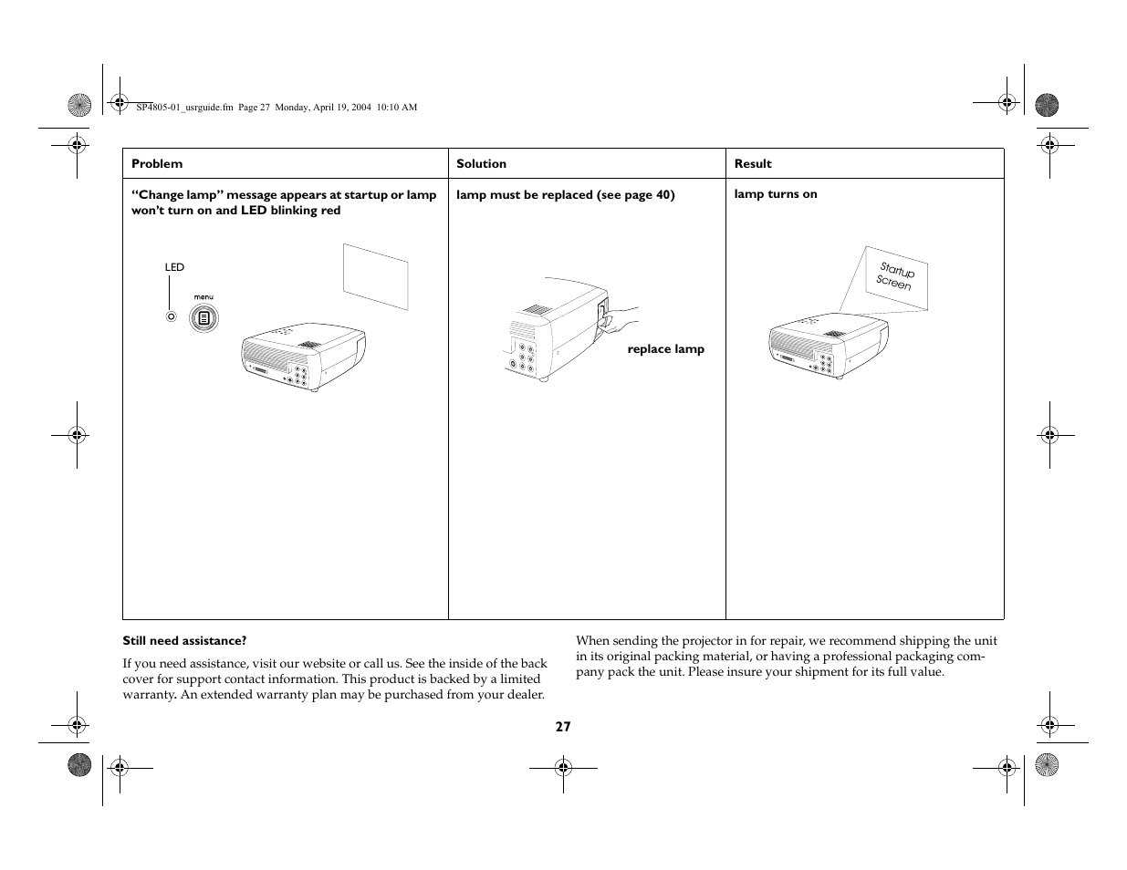 InFocus 4805 User Manual | Page 28 / 50