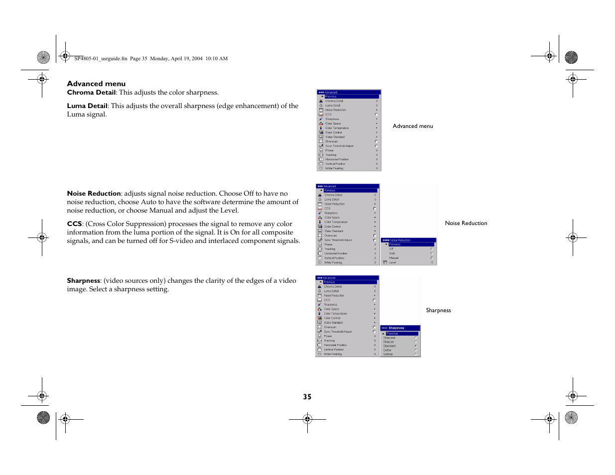InFocus 4805 User Manual | Page 36 / 50