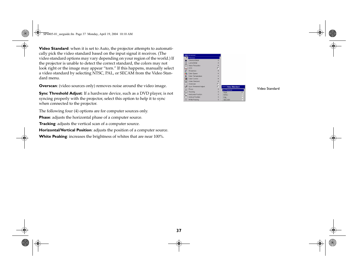 InFocus 4805 User Manual | Page 38 / 50