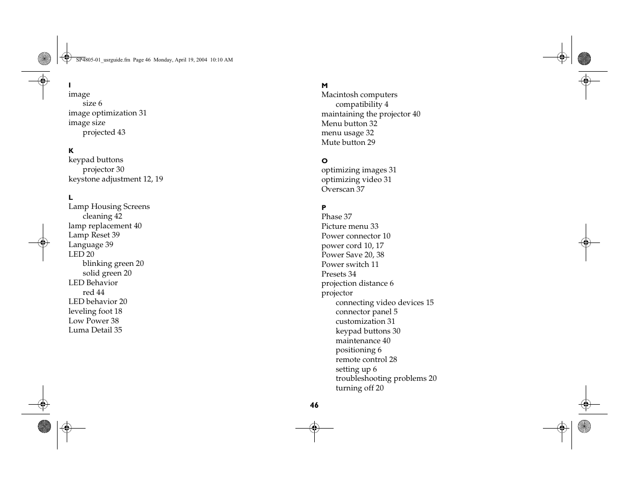 InFocus 4805 User Manual | Page 47 / 50