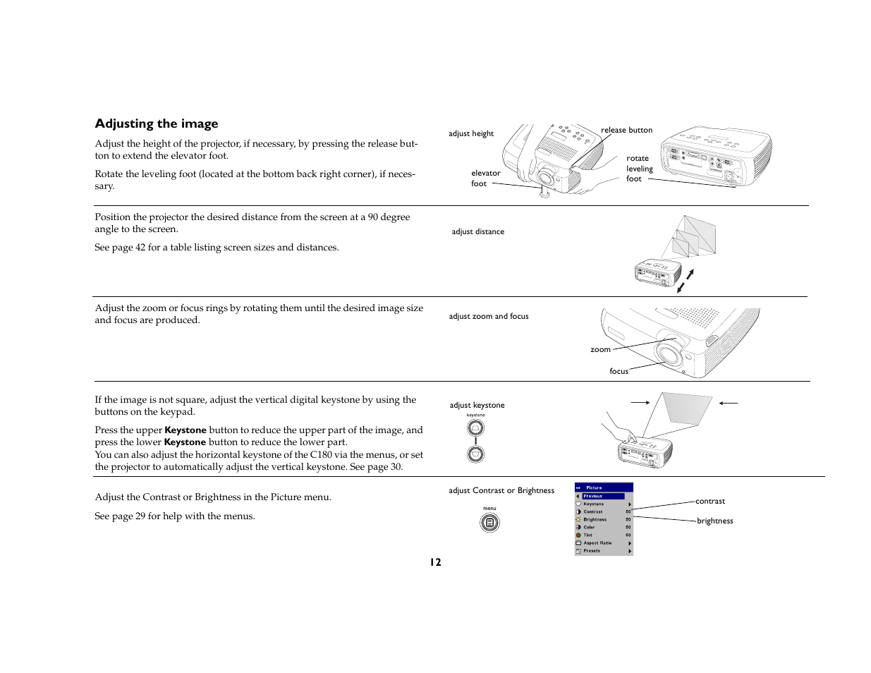 Adjusting the image | InFocus C160 User Manual | Page 14 / 52