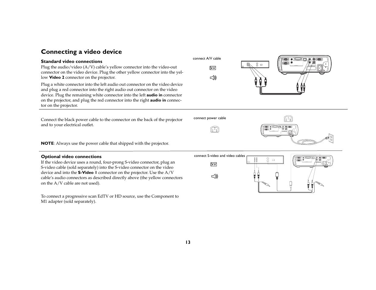 Connecting a video device | InFocus C160 User Manual | Page 15 / 52