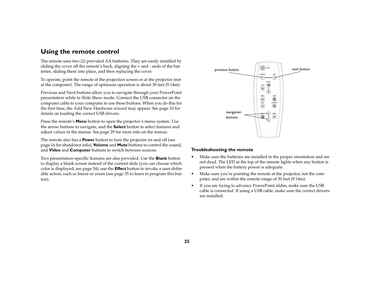 Using the remote control | InFocus C160 User Manual | Page 27 / 52