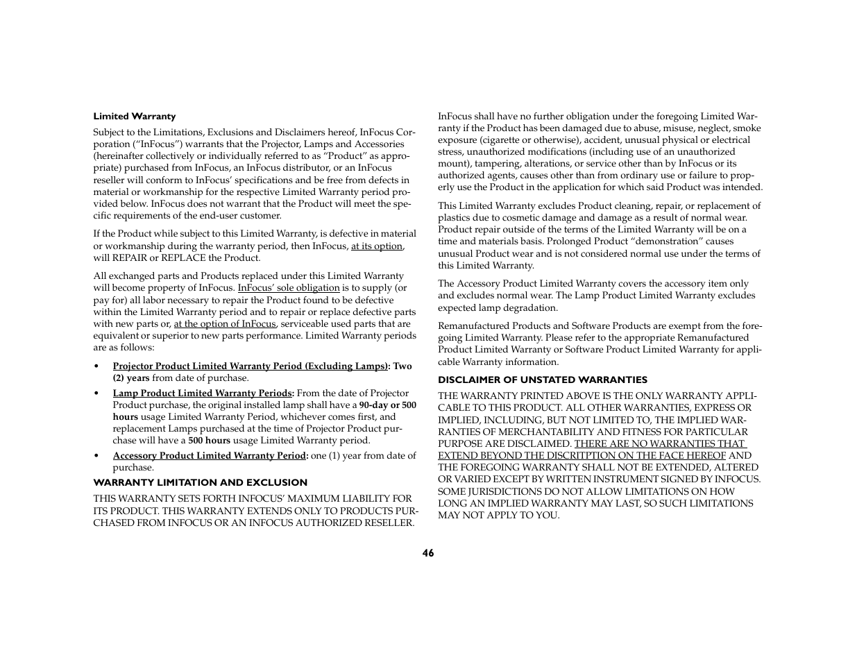 InFocus C160 User Manual | Page 48 / 52