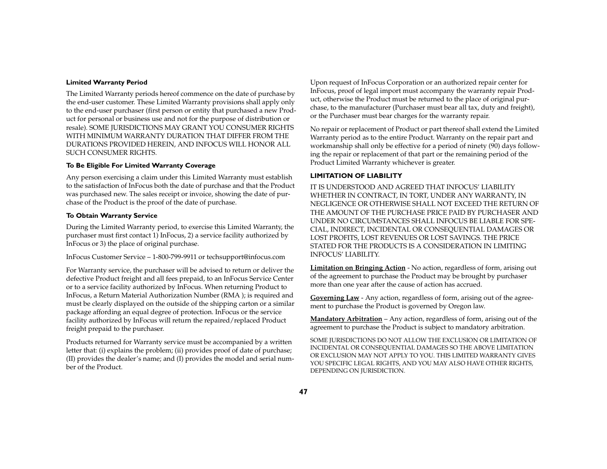InFocus C160 User Manual | Page 49 / 52