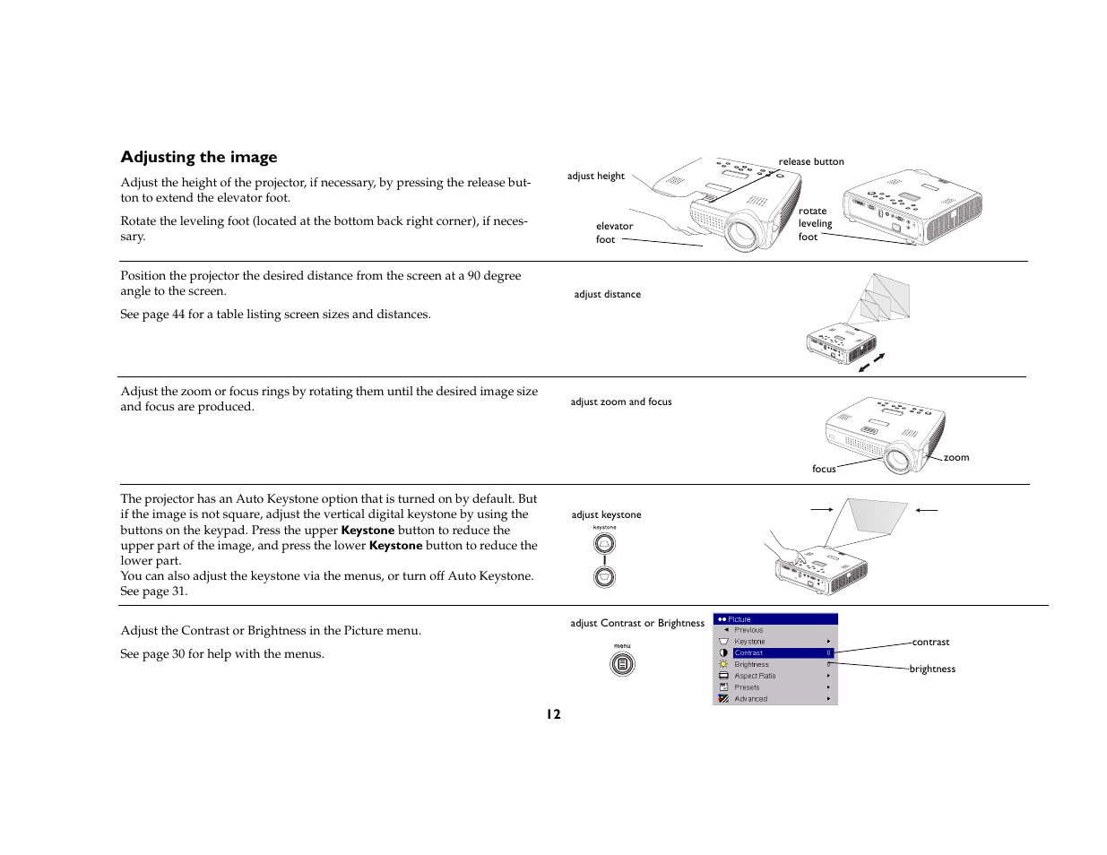 Adjusting the image | InFocus C170 User Manual | Page 12 / 51