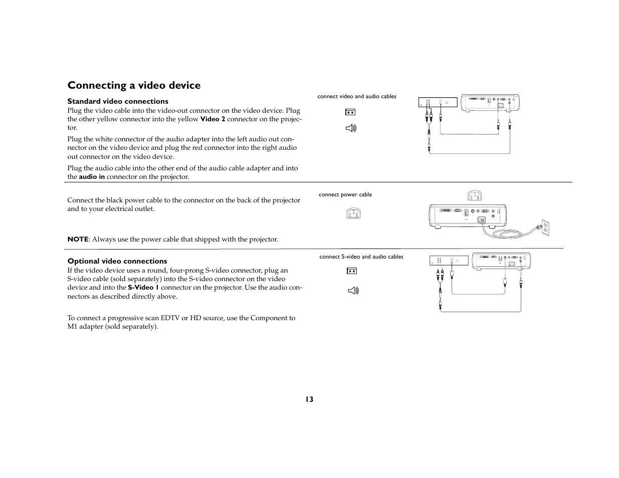 Connecting a video device | InFocus C170 User Manual | Page 13 / 51
