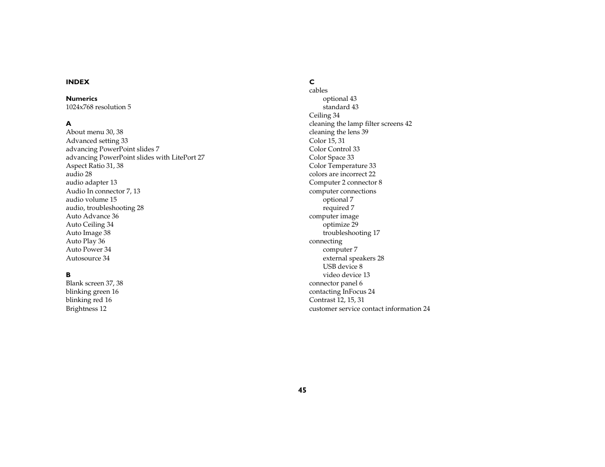 InFocus C170 User Manual | Page 45 / 51
