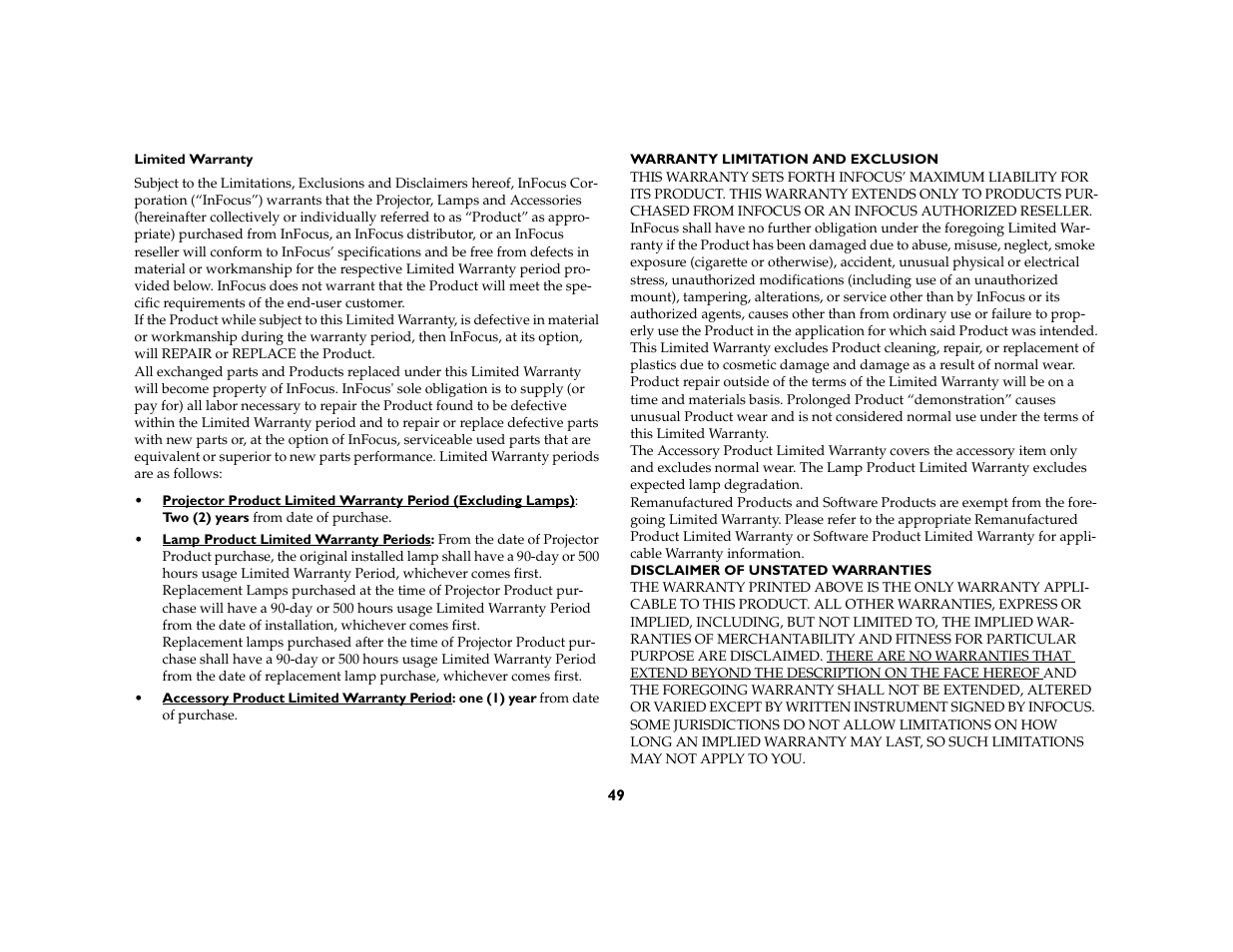 InFocus C170 User Manual | Page 49 / 51