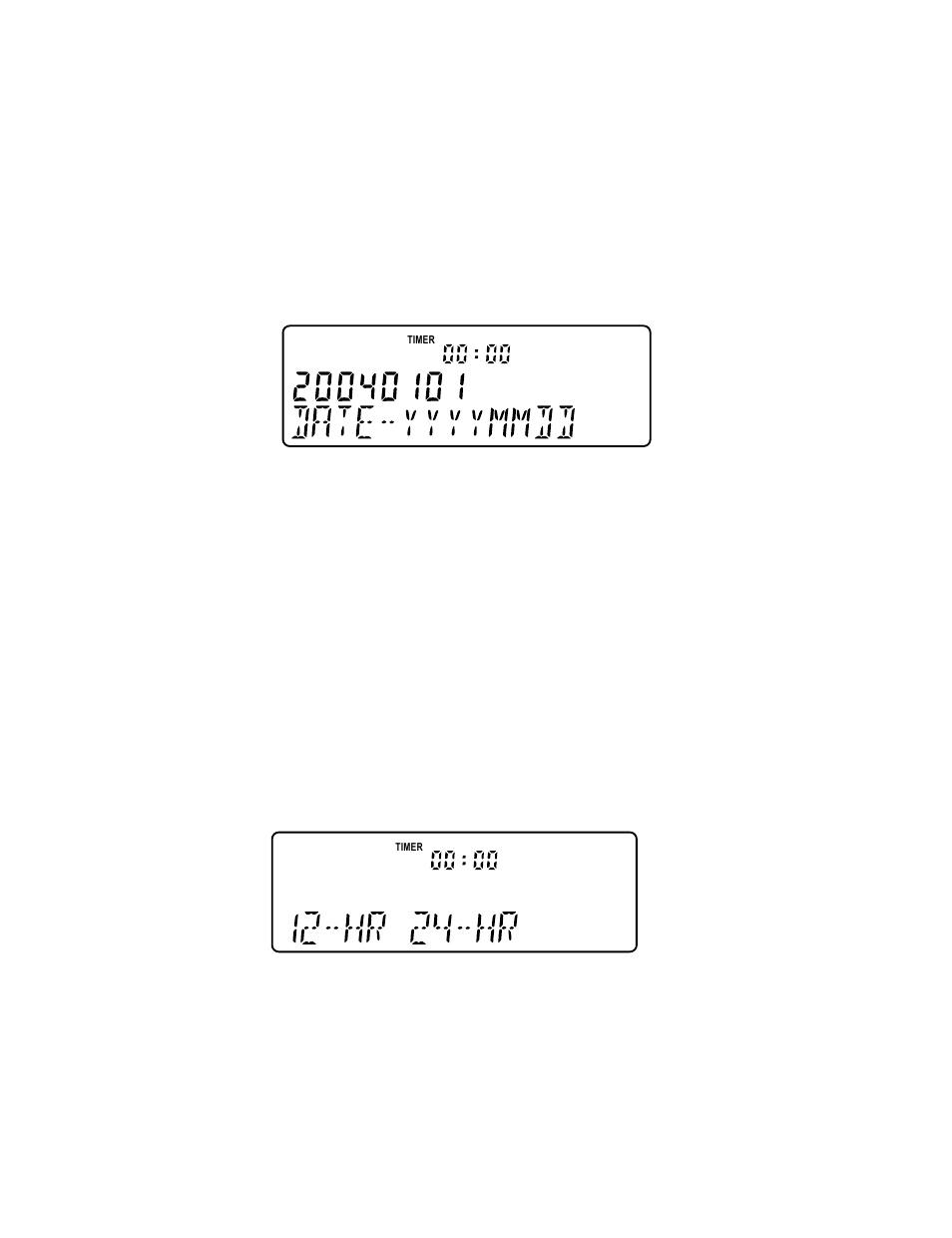 Date and time set up display, Figure 1a date setting, Figure 1b hour mode setting | Interquartz IQ750 User Manual | Page 9 / 48