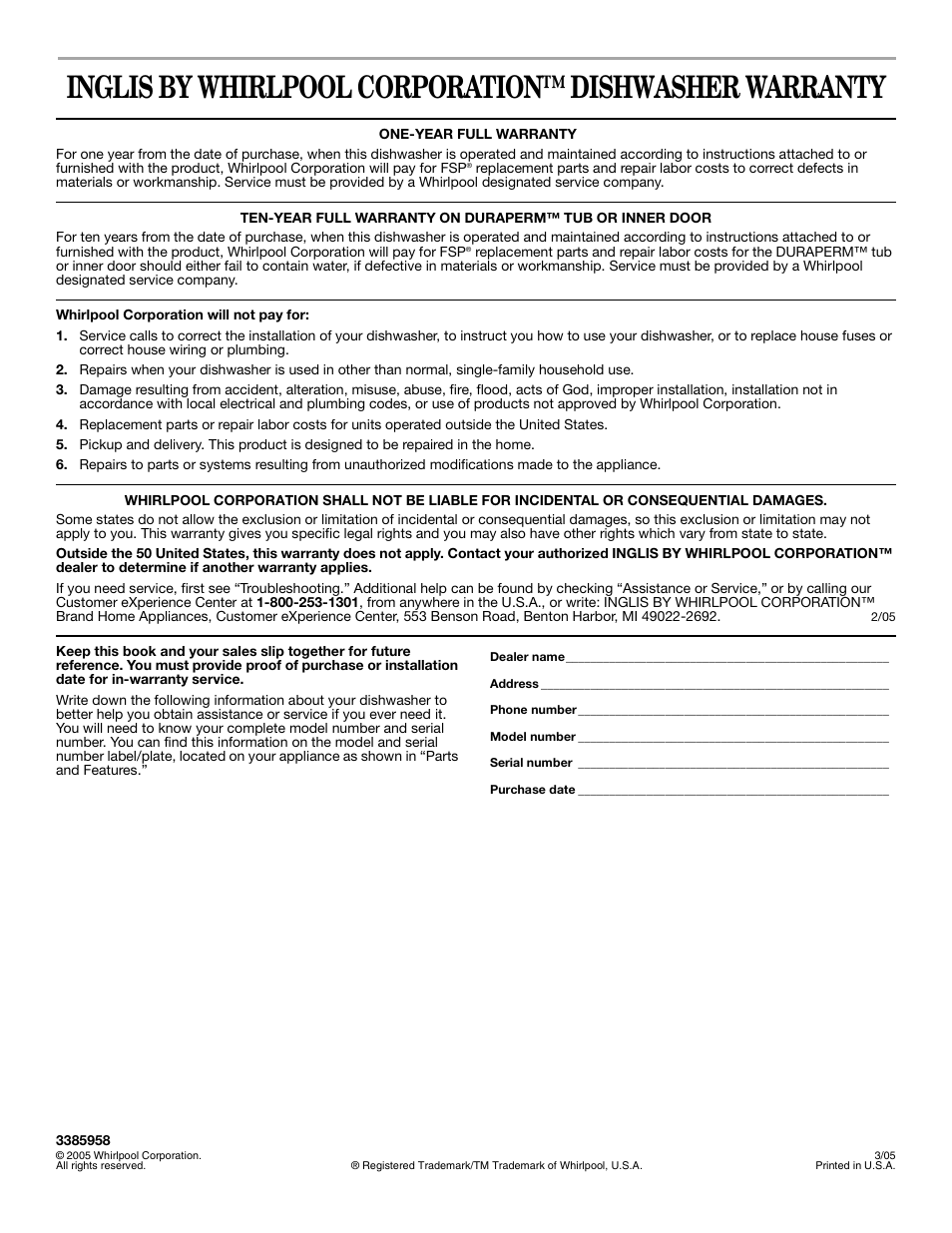 Inglis Home Appliances INGLIS IRD6750 User Manual | Page 16 / 16