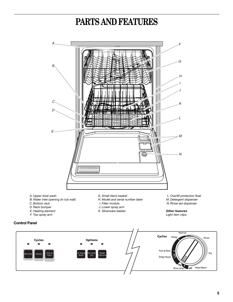 Parts and features | Inglis Home Appliances INGLIS IRD6750 User Manual | Page 5 / 16