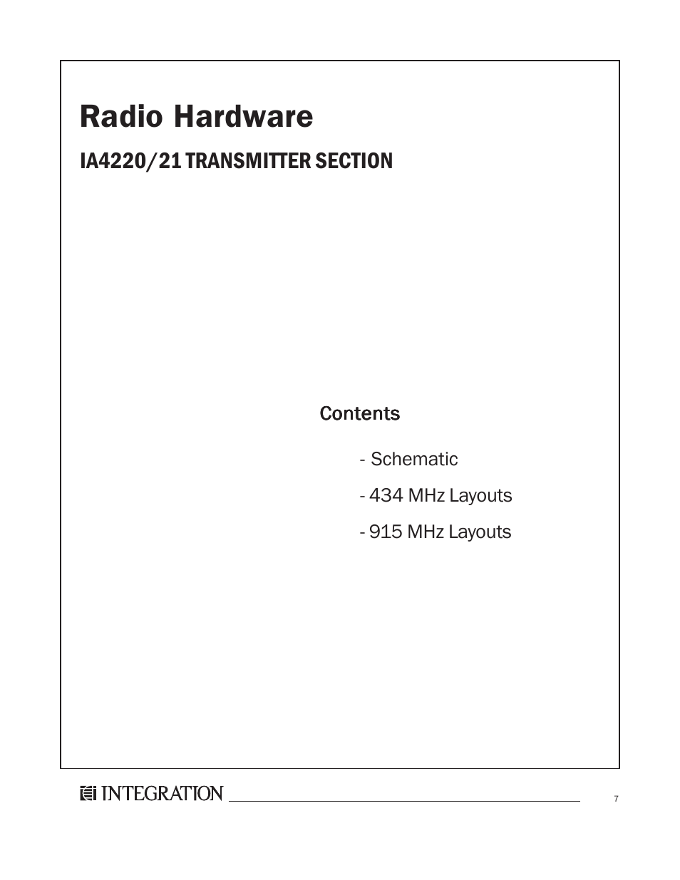 Radio hardware | Integration 2.0r User Manual | Page 11 / 26