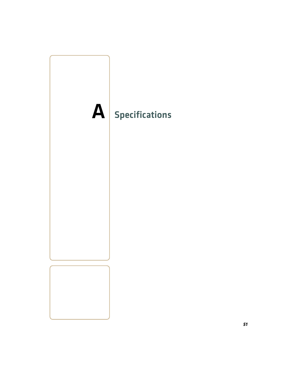 Appendix a - specifications, Specifications | Intermec PB50 User Manual | Page 61 / 72