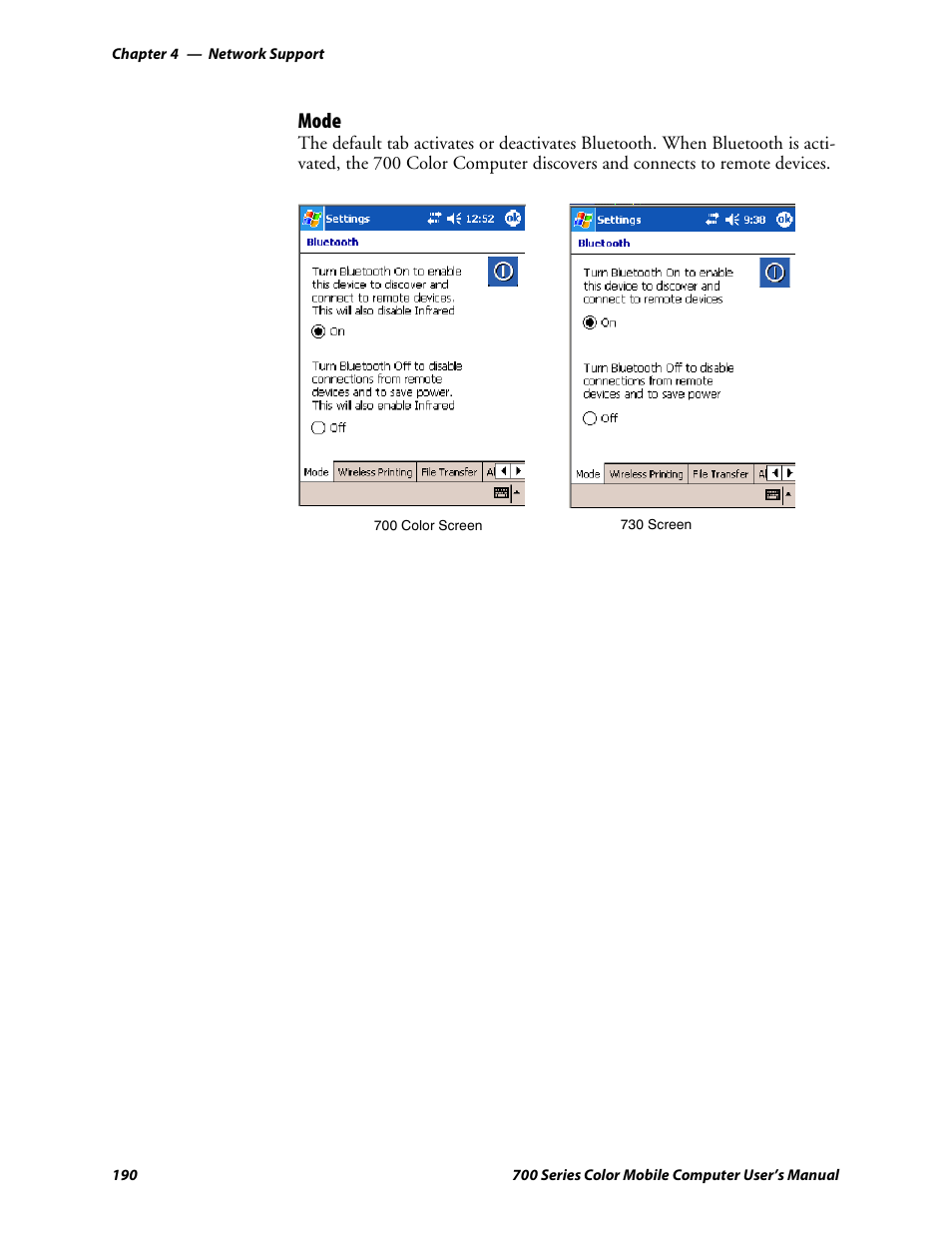 Mode | Intermec 700 User Manual | Page 214 / 452