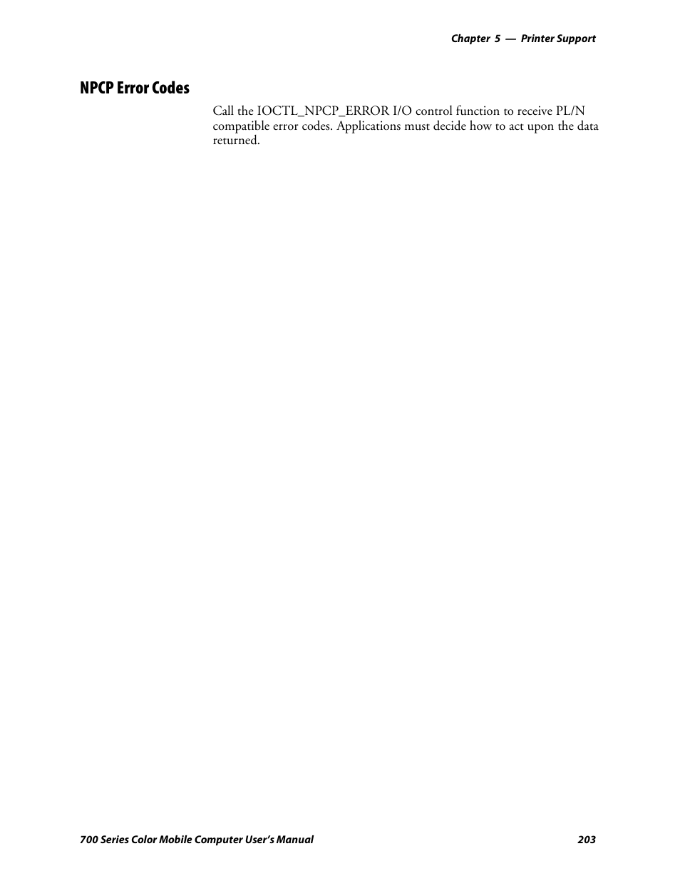 Npcp error codes | Intermec 700 User Manual | Page 227 / 452