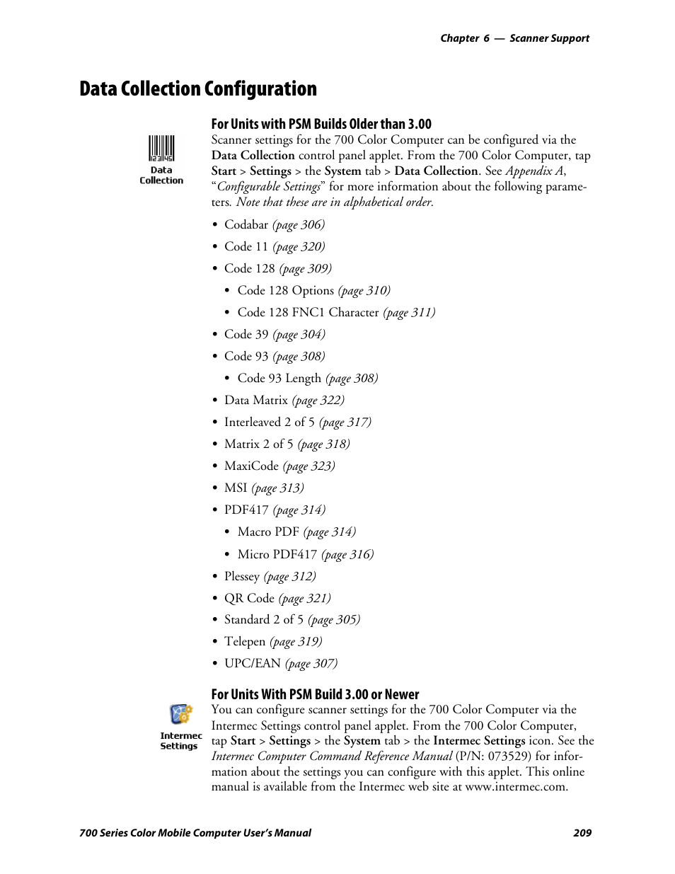 Data collection configuration | Intermec 700 User Manual | Page 233 / 452
