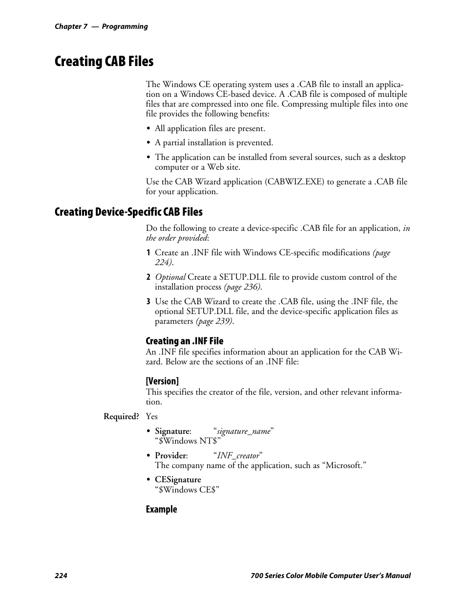 Creating cab files, Creating device-specific cab files | Intermec 700 User Manual | Page 248 / 452