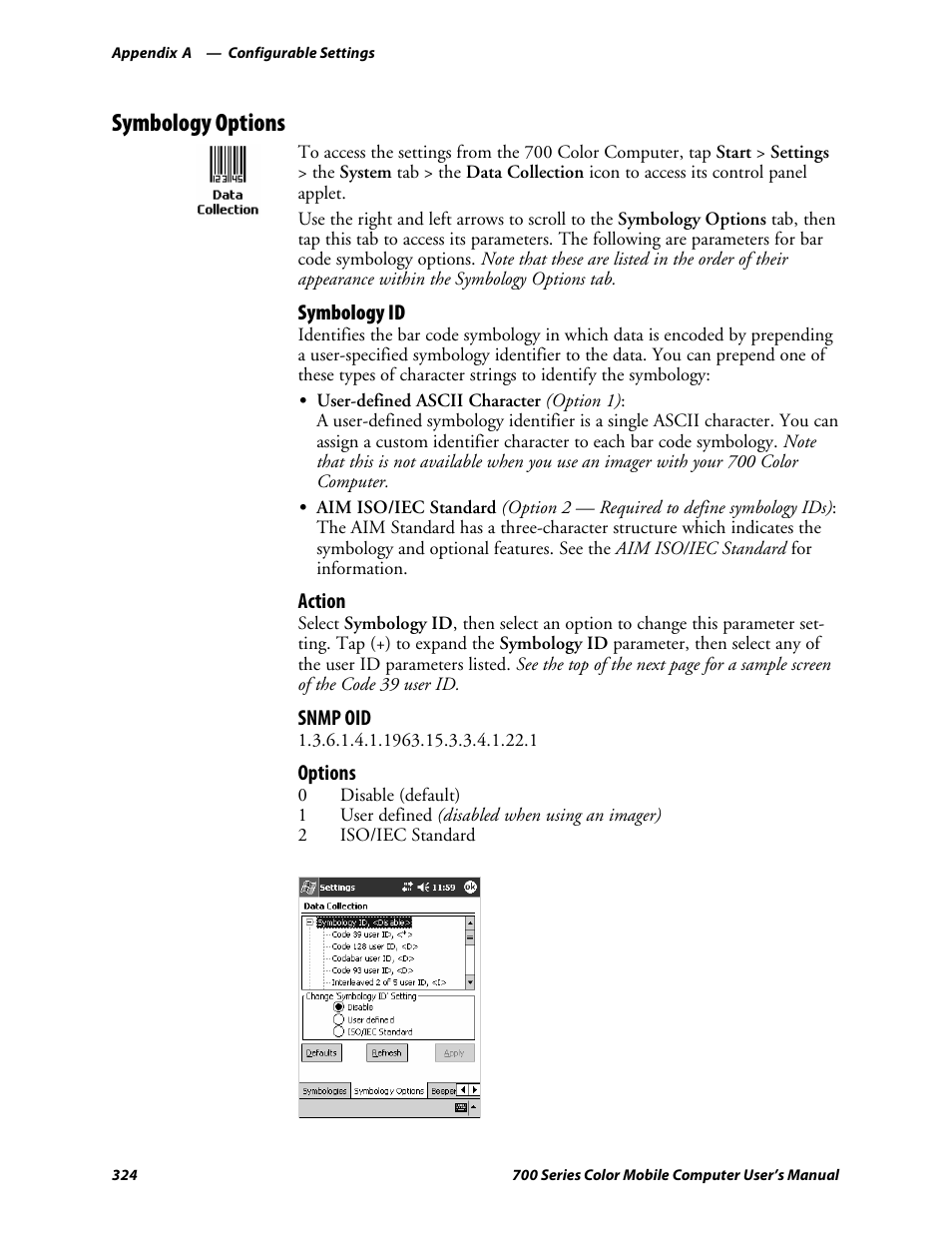 Symbology options | Intermec 700 User Manual | Page 348 / 452