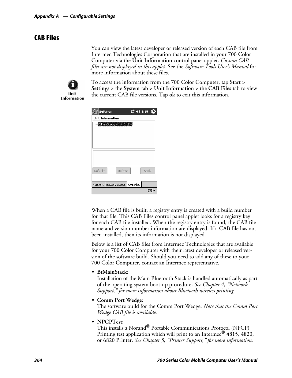 Cab files | Intermec 700 User Manual | Page 388 / 452
