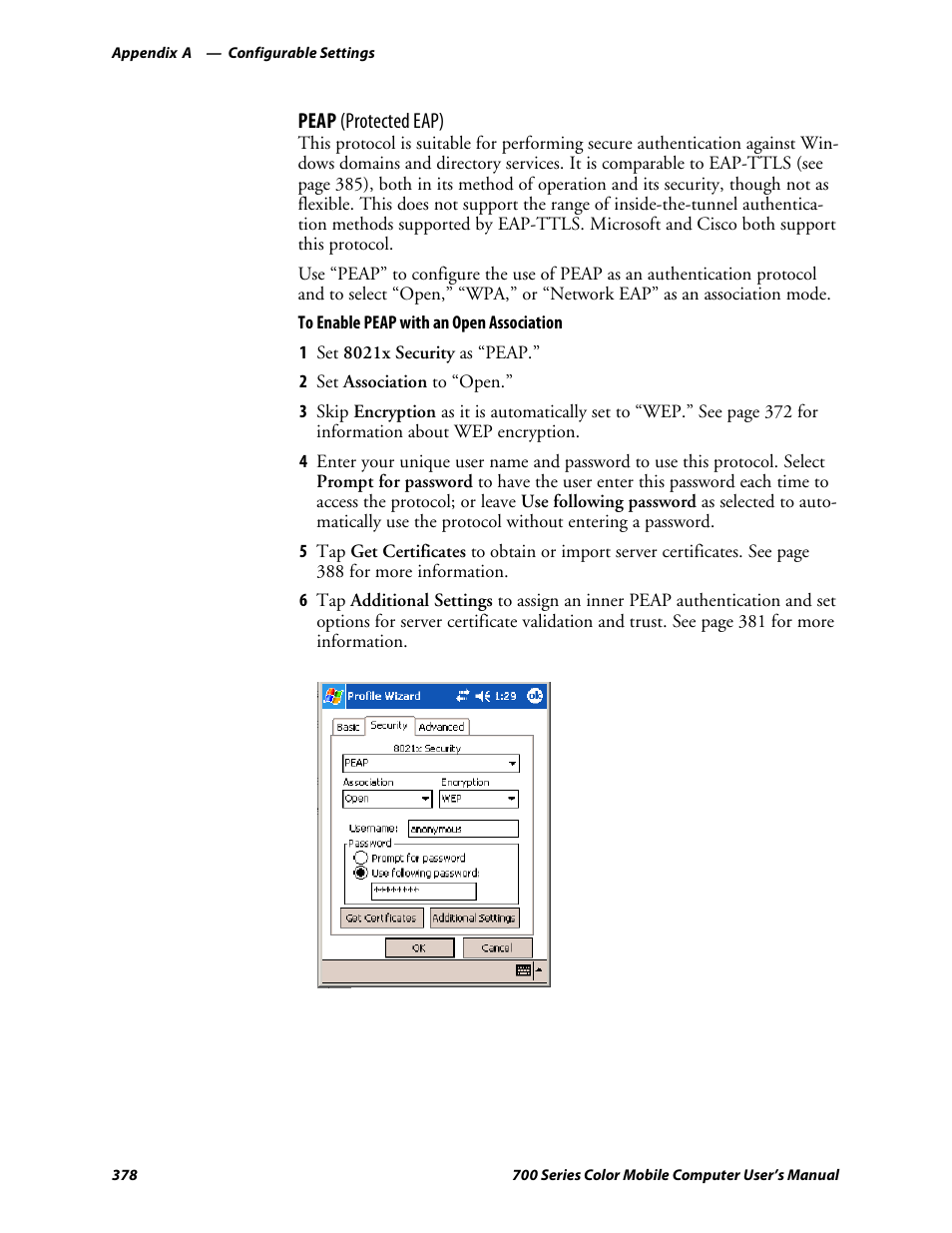 Peap (protected eap) | Intermec 700 User Manual | Page 402 / 452