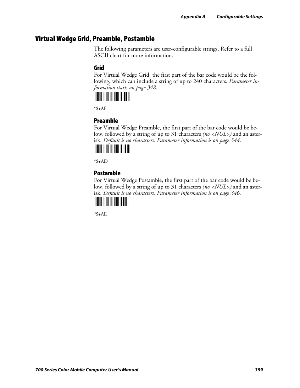 Virtual wedge grid, preamble, postamble | Intermec 700 User Manual | Page 423 / 452