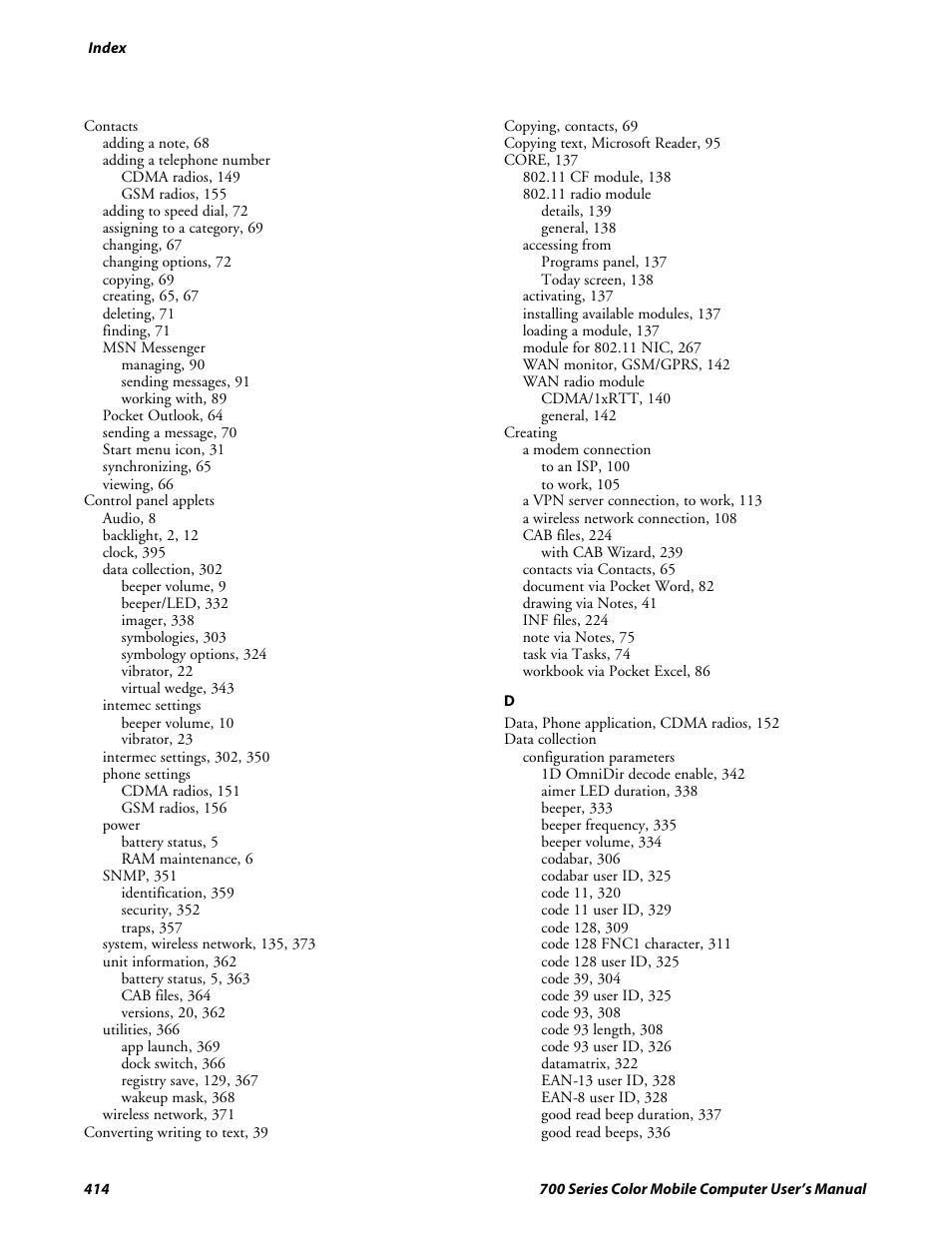 Intermec 700 User Manual | Page 438 / 452