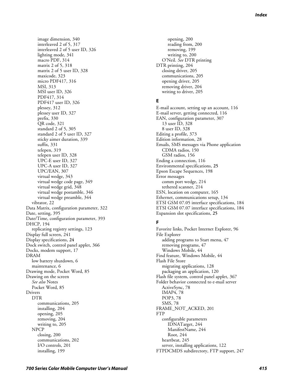 Intermec 700 User Manual | Page 439 / 452