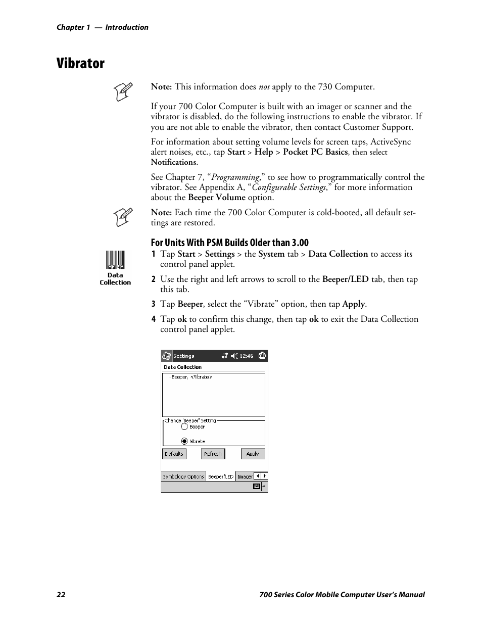 Vibrator | Intermec 700 User Manual | Page 46 / 452