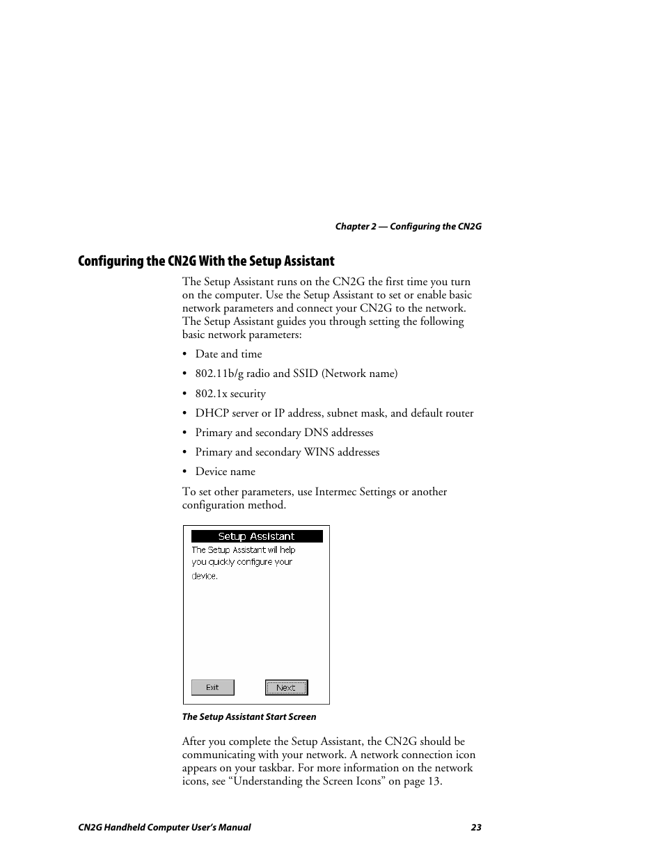 Configuring the cn2g with the setup assistant | Intermec CN2G User Manual | Page 35 / 102