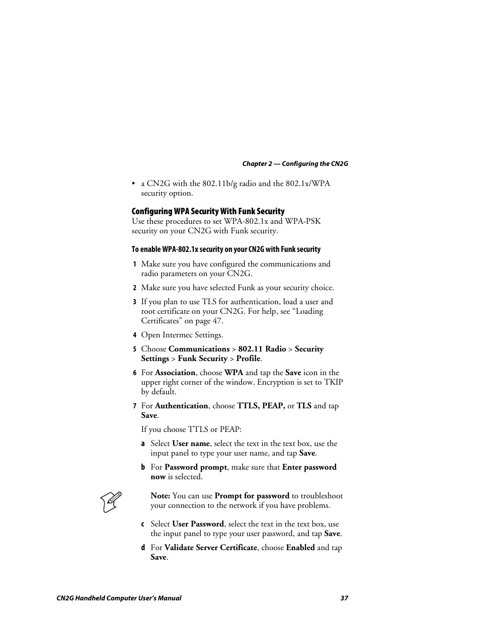Configuring wpa security with funk security | Intermec CN2G User Manual | Page 49 / 102