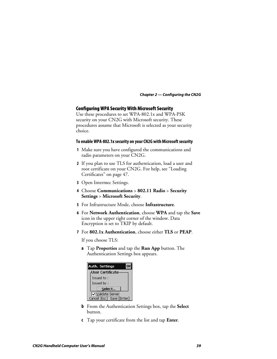 Configuring wpa security with microsoft security | Intermec CN2G User Manual | Page 51 / 102
