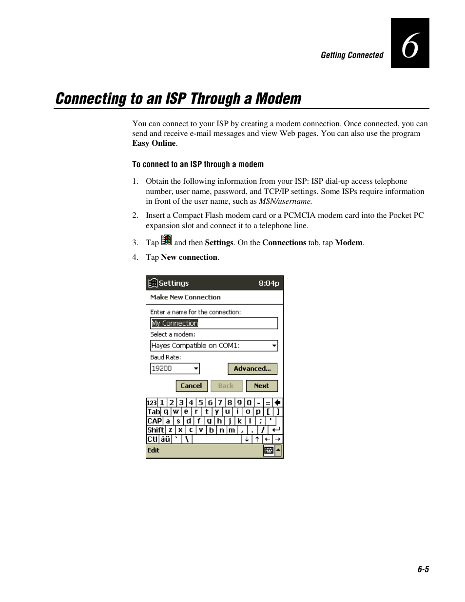 Connecting to an isp through a modem | Intermec 70 User Manual | Page 111 / 134