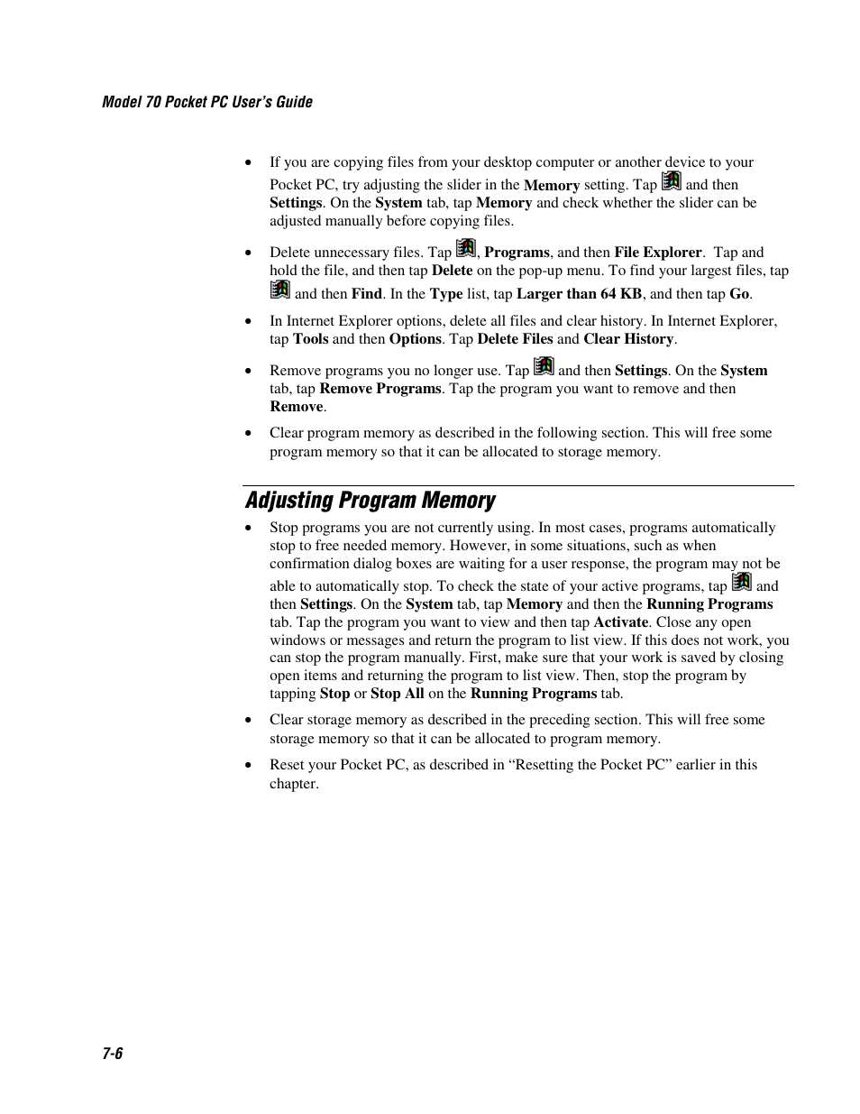 Adjusting program memory | Intermec 70 User Manual | Page 122 / 134