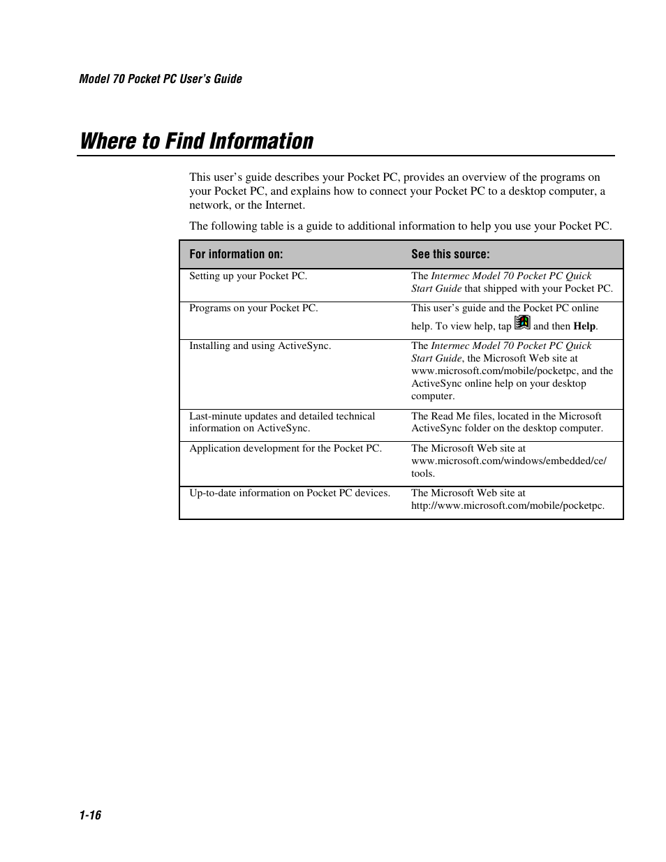 Where to find information | Intermec 70 User Manual | Page 28 / 134